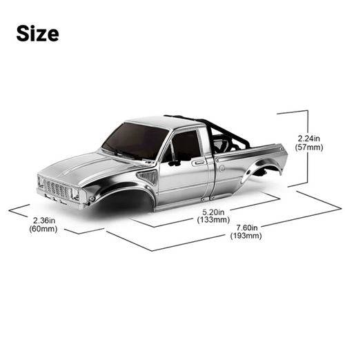 INJORA IR60-24CH Pickup Hard Body 1/24 SCX24 Chrome ABS Plastic Easy To Install