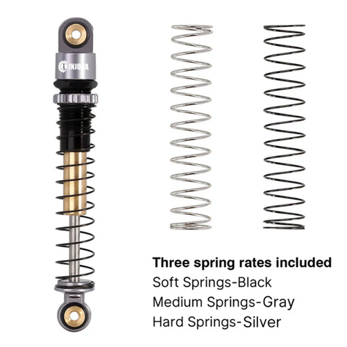 INJORA 43mm Aluminum Threaded Double Barrel Shocks Dampers Axial SCX24-27GL-4