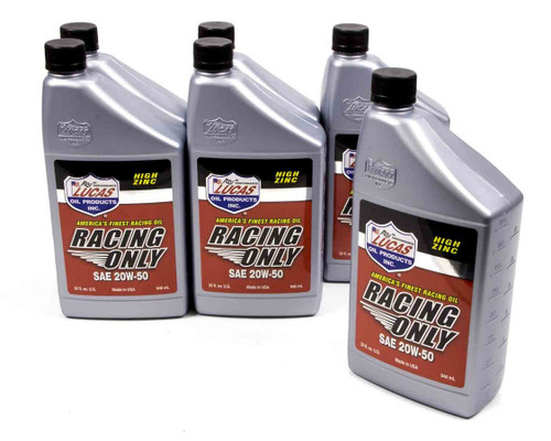 Lucas Oil 20W50 Racing Oil 6X1 Qt Semi-Synthetic