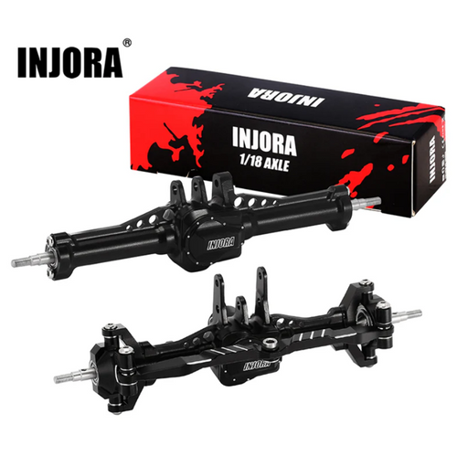 INJORA +4mm Aluminum Axles for 1/18 TRX4M TRX4MT Black Anodized CNC (INJ4M-61FR)