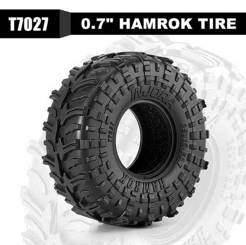 INJORA 0.7" 39*15mm HAMROK Tires Super Soft & Sticky Black for 1/30 SCX30 T7027