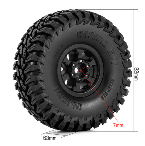 INJORA 1.0" 63*22mm -4.7mm Offset Brass Wheels Set For Crawlers YQW-1012BGD-1025