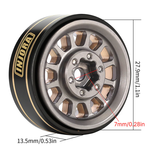 INJORA 1.0 Plus Brass -3.75mm Offset Wheels for Micro Crawlers Gray (YQW-1101GL)