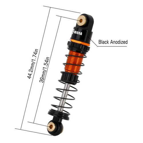 INJORA 39mm Aluminum Threaded Oil Shocks Orange/Gold for Axial FMS SCX24-131GD-4