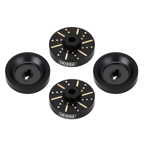INJORA 4pcs 6g/pcs Black Wheel Weights with Wheel Hex Hubs Axial AX24 SCX24-40BK