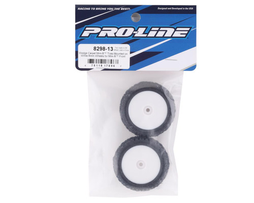 Pro-Line Mini-B Front Pre-Mounted Wedge Carpet Tire w/8mm Hex White Z3 PRO829813