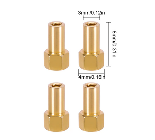 INJORA 4PC Brass Wheel Hex Hub +5mm Extenders Gold for Axial SCX24 AX24 SCX24-17