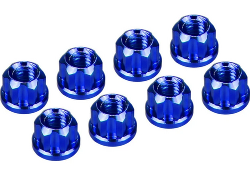 Hot Racing Anodized Blue Aluminum M2 Flanged Wheel Nuts SCX30 Micro (SXTY23N06)