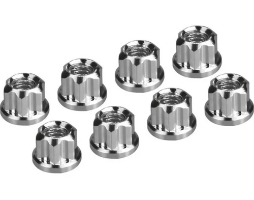 Hot Racing Anodized Silver Aluminum M2 Flanged Wheel Nuts SCX30 Micro SXTY23N08