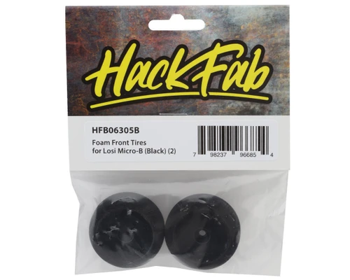 HackFab Losi Micro-B Front Foam Tires Black 2 Pre-mounted Direct Fit (HFB06305B)