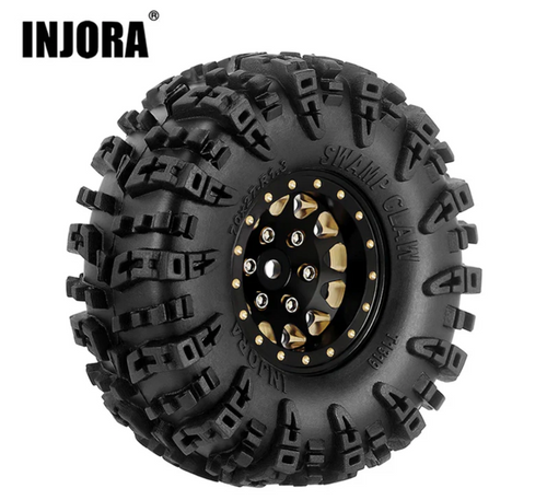 INJORA 1.3" 70*27mm -3.75mm Offset Brass Wheels Set 4Pc Black YQW-1301BGD-1319_A