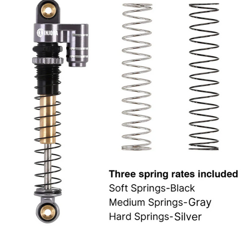 INJORA Aluminum Threaded Double Barrel Shocks Fake Reservoir Gray SCX24-28GL-4