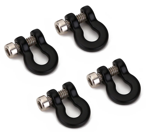 INJORA D Rings Tow Hooks with M2 Screws for SCX24 Bumpers Black (INJSCX24-57BK)