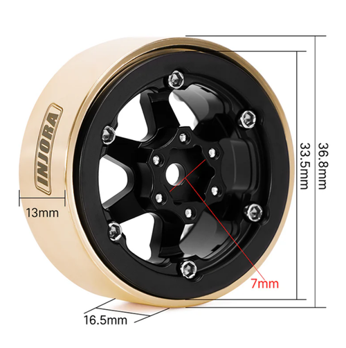 INJORA 1.3" Brass -5.25mm Offset Wheels Micro Crawlers W1310 Brass YQW-1310BGD