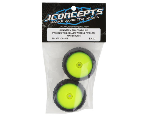 JConcepts Mini-B Swagger Pre-Mounted Front Tires (Yellow) 2 Pink JCO4003-201011