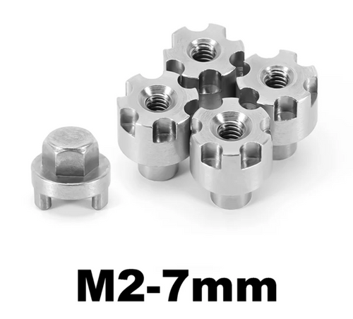 INJORA Stainless Steel Wheel Nuts M2-7mm for 1/24 SCX24 AX24 (M2) (INJWH-25-7)