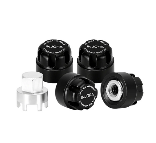 INJORA M2 Wheel Lock Nuts with Aluminum Cap for 1/24 SCX24 AX24 Black WH-27BK