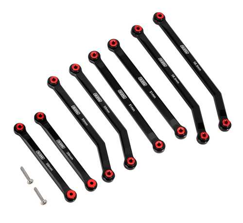 INJORA 8PCS Aluminum High Clearance 4 Links Set for SCX24 C10 Black SCX24-71BK