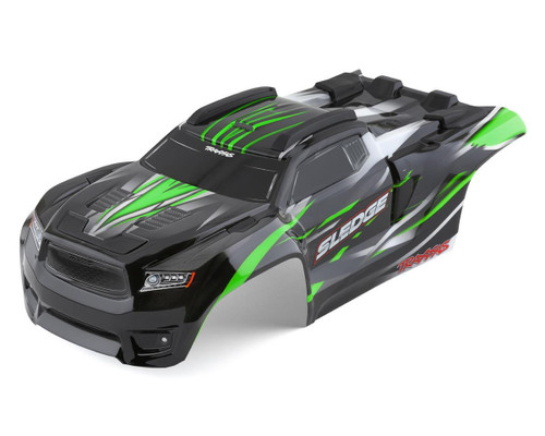 Traxxas Sledge Green Body Pre-Cut Painted Graphic Cover Monster Truck Part 9511G