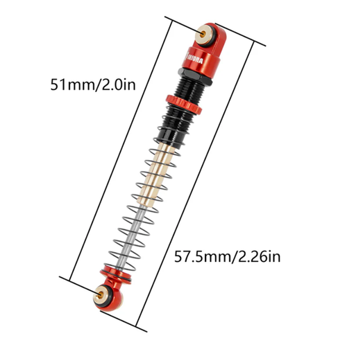 INJORA 51mm Aluminum Long Travel Threaded Double Barrel Shocks Red SCX24-160RB-4