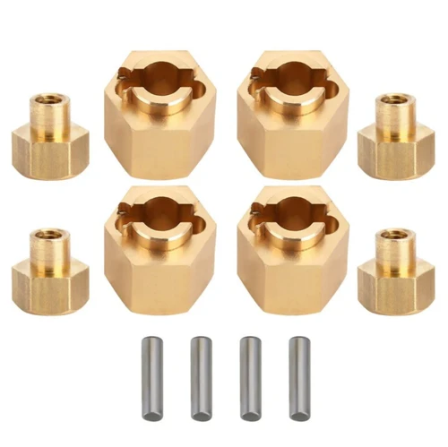 INJORA 7mm Brass Wheel Hex Hub Extenders for Axial SCX24 AX24 - INJSCX24-34GD-6