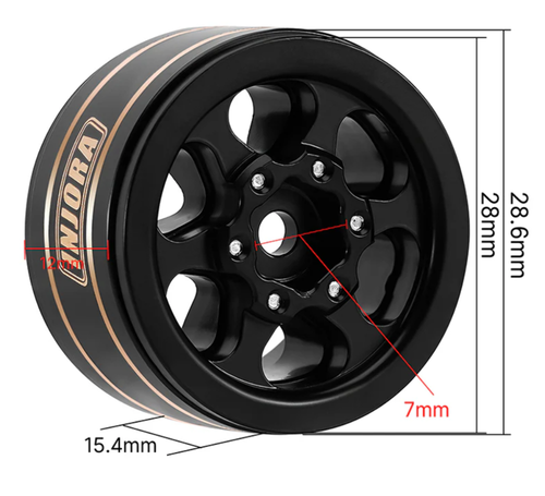INJORA 1.0" Brass -4.7mm Offset Wheels for Micro Crawlers W1012 (INJYQW-1012BGD)