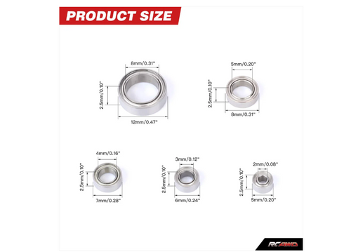 RCAWD HPI Venture18 Complete Ball Bearing Set High Speed Sealed Bearing 160827S