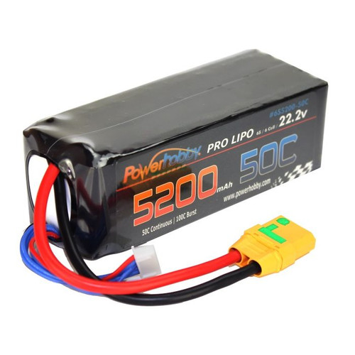 PowerHobby 6S 22.2V 5200mAh 100C LiPo Battery XT90 Plug Traxxas PHB6S520050CXT90
