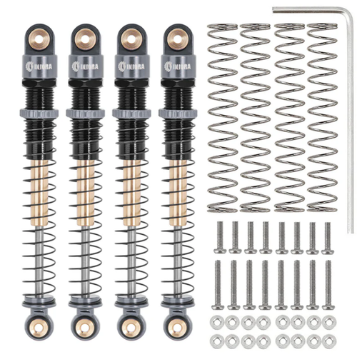 INJORA 51mm Aluminum Long Travel Threaded Double Barrel Shocks Gray SCX24-160GL4