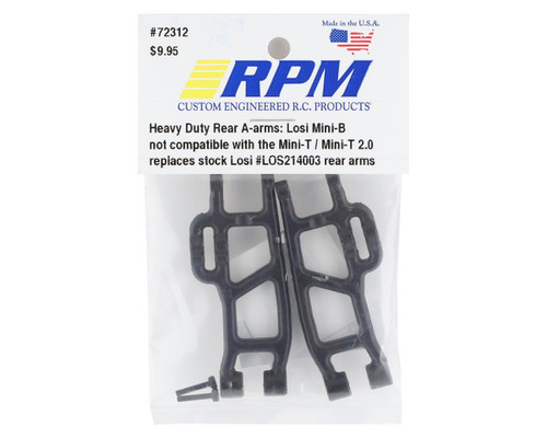 RPM Heavy Duty Rear A-Arms for Losi Mini-B 1/18 RC Buggy Upgrade Black RPM72312