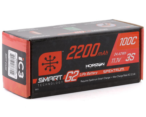 Spektrum RC 3S Smart G2 LiPo 100C Battery Pack (11.1V/2200mAh) w/IC3 SPMX223S100