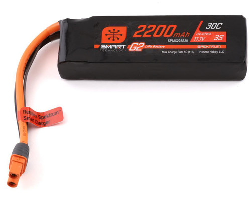 Spektrum RC 3S Smart G2 LiPo 30C Battery Pack (11.1V/2200mAh) w/IC3 (SPMX223S30)