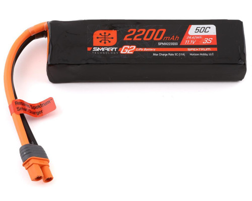 Spektrum RC 3S Smart G2 LiPo 50C Battery Pack (11.1V/2200mAh) w/IC3 (SPMX223S50)