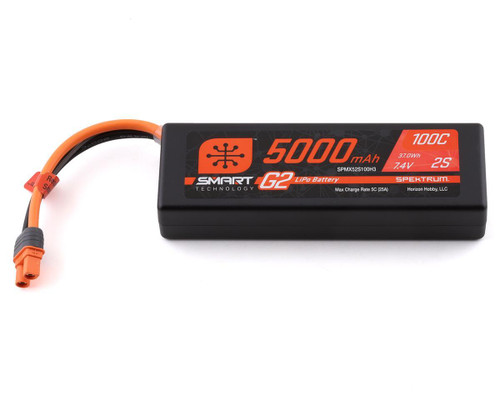 Spektrum RC 2S Smart G2 LiPo 100C Battery Pack 7.4V/5000mAh w/IC3 (SPMX52S100H3)