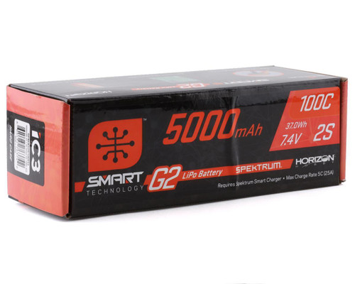 Spektrum RC 2S Smart G2 LiPo 100C Battery Pack 7.4V/5000mAh w/IC3 (SPMX52S100H3)