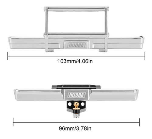 INJORA CNC Aluminum Front Rear Bumper for 1/18 RC TRX4M High Trail K10 4M-83FR