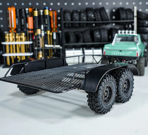 INJORA Metal Trailer with Aluminum Hitch Mount for 1/24 Axial SCX24 - INJDG-TC08