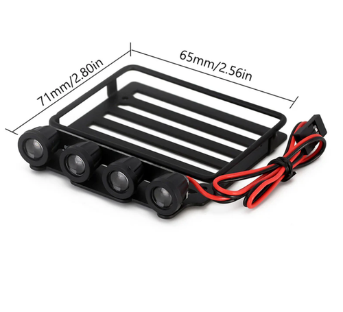 INJORA Luggage Carrier Roof Rack with Spotlights Axial Jeep Gladiator SCX24-119