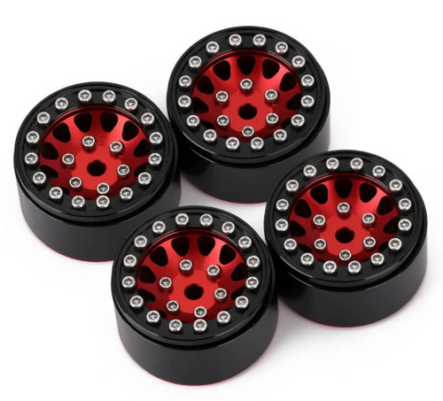INJORA 1.0" 12-Spokes Beadlock Wheels for Micro Crawlers W1049 - INJSCX24-49RD