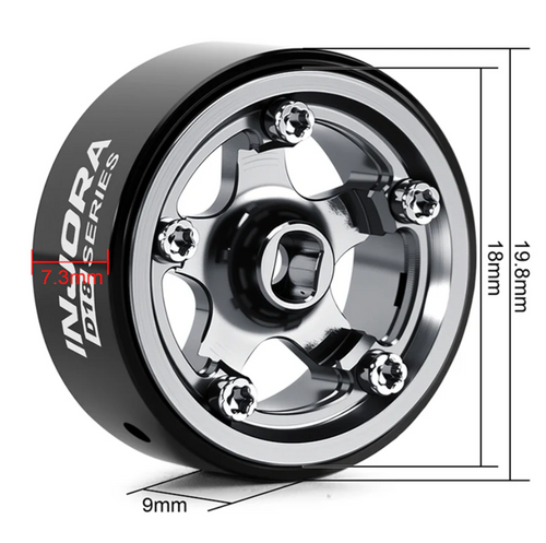 INJORA 0.7" D18 5-Spoke Aluminum Wheels for 1/30 SCX30 W7002 Titanium W7002TI-18