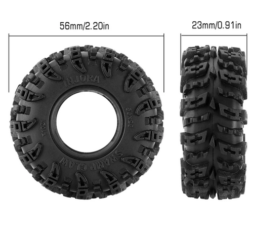 INJORA 1.0" Swamp Claw M/T Mud Tires 4Pcs for TRX4M SCX24 RC Crawler INJYQT-1021