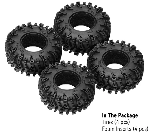 INJORA 1.0" Swamp Claw M/T Mud Tires 4Pcs for TRX4M SCX24 RC Crawler INJYQT-1021