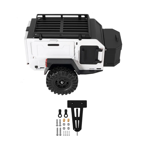 INJORA Off-Road Camping Trailer for 1/18 1/24 RC Crawlers TRX4M White DG-TC10WH