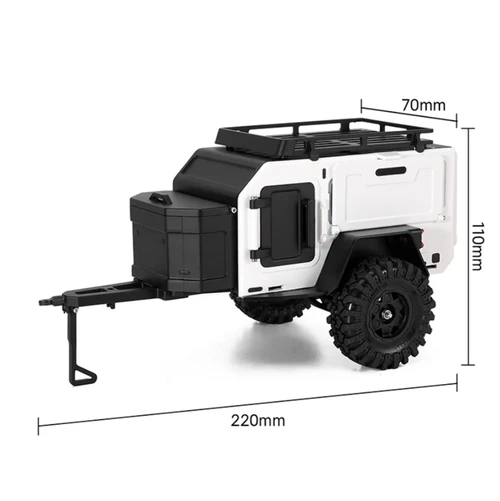 INJORA Off-Road Camping Trailer for 1/18 1/24 RC Crawlers TRX4M White DG-TC10WH