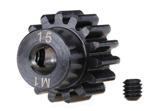 Traxxas 6487R 15T Machined Pinion Gear (1.0 Mod) 5mm Bore - Hardened Steel Black