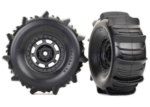 Traxxas Desert Racer Black Wheels w/ Paddle Tires (2) (8475)