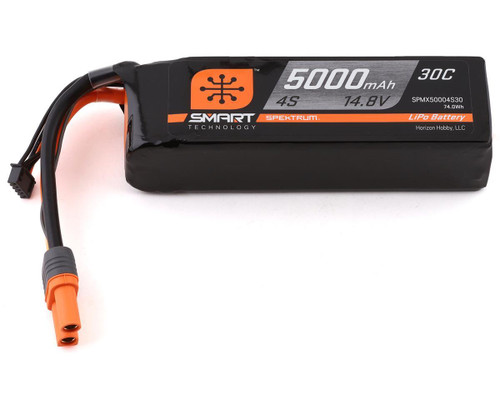 Spektrum RC 4S Smart 30C LiPo Battery Pack w/IC5 14.8V/5000mAh - (SPMX50004S30)