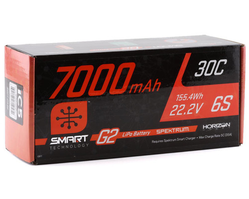 Spektrum RC 6S Smart G2 LiPo 30C Battery Pack w/IC5 (22.2V/7000mAh) (SPMX76S30)