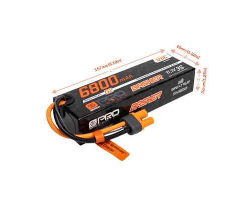 Spektrum RC 3S 120C Smart G2 Pro Basher LiPo Battery 11.1V/6800mAh IC5 SPMXB3S68