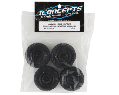 JConcepts Landmines 1.0" Pre-Mounted Tires w/Hazard Wheel Black Gold JCO40223594